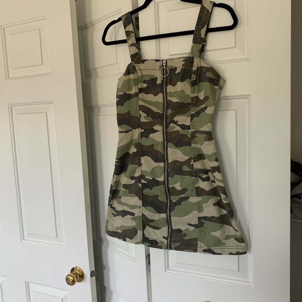 Denim camp dress with full zipper